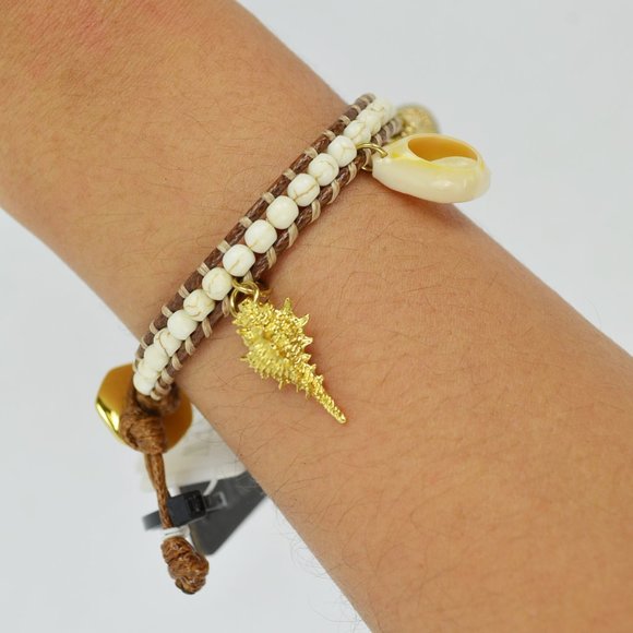 NWT J. Crew Gold Island Sea Shell Beaded Bracelet - Picture 4 of 6